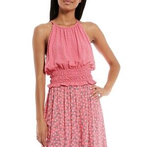 Love & Piece Women’s Size XL Sleeveless Halter Elastic Waist Top Pink